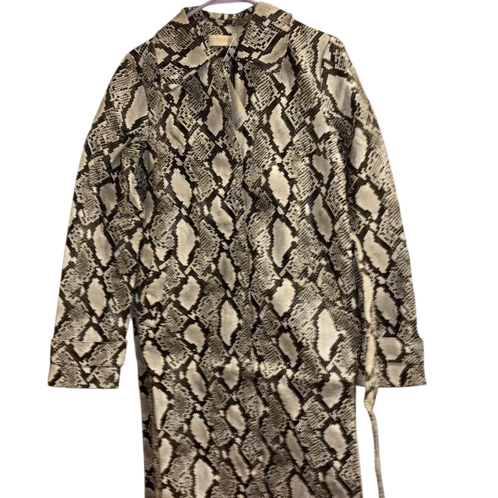 Choosy Snake Print Faux Leather Trench Jacket NWT